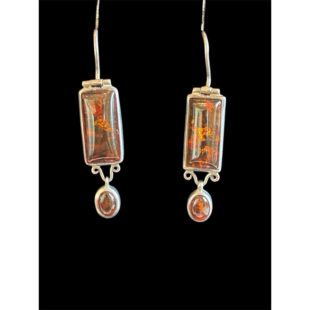 JGD Janice Girardi Baltic Amber Dangle Drop Earrings Sterling Silver 925